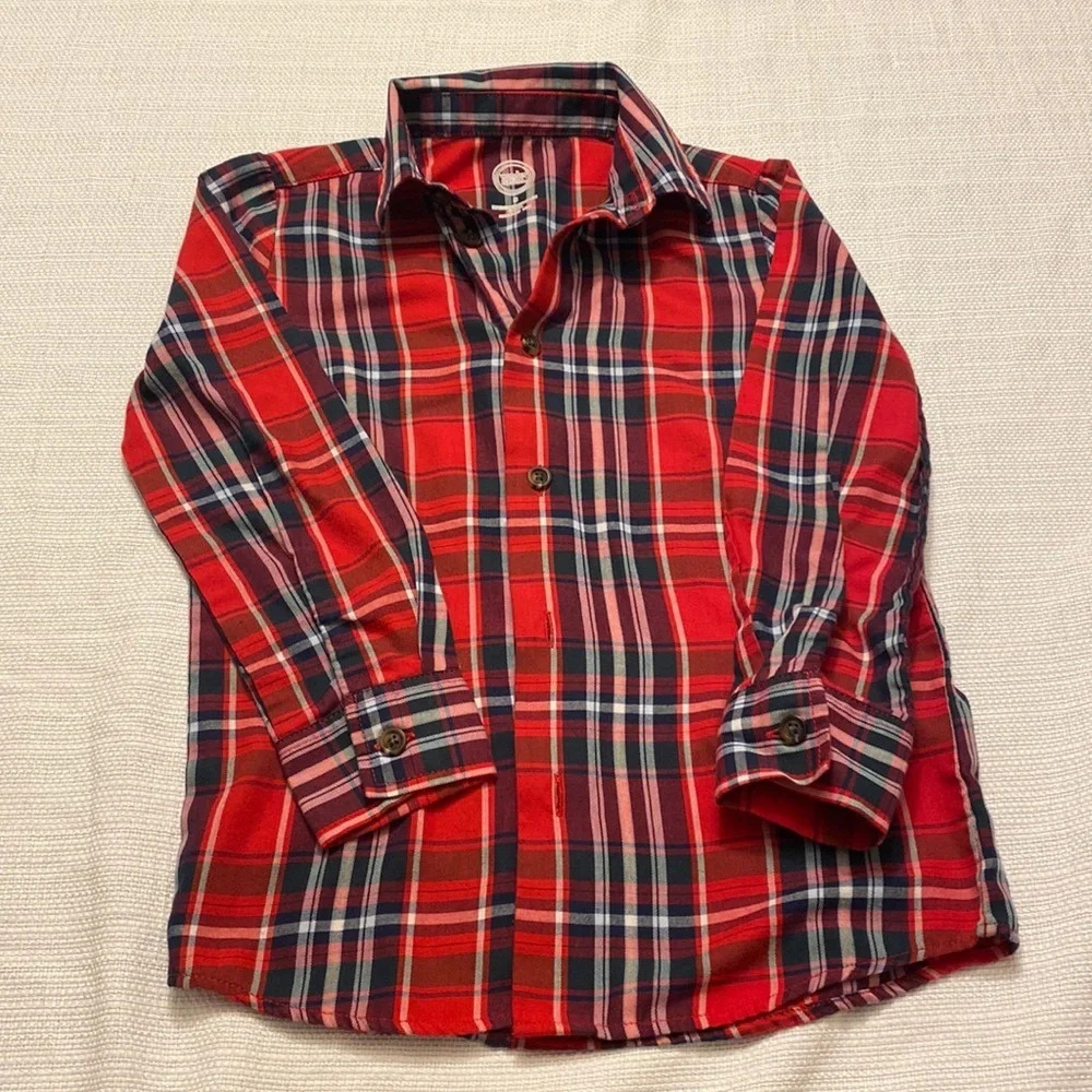 Boys Long Sleeve Plaid Shirt Size 5